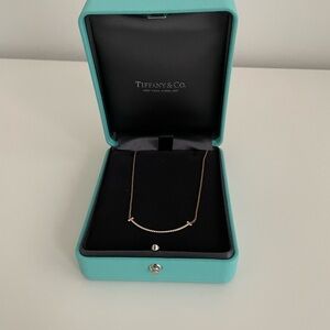 (Sold)Tiffany & Co. Rose Gold Smile Necklace With Diamond